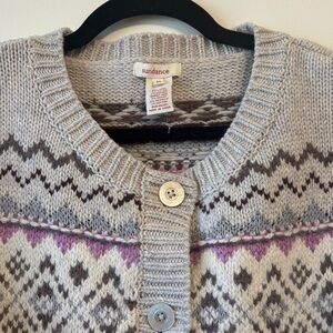 NWOT. Sundance Women's Wool/Cream and Purple Cardigan